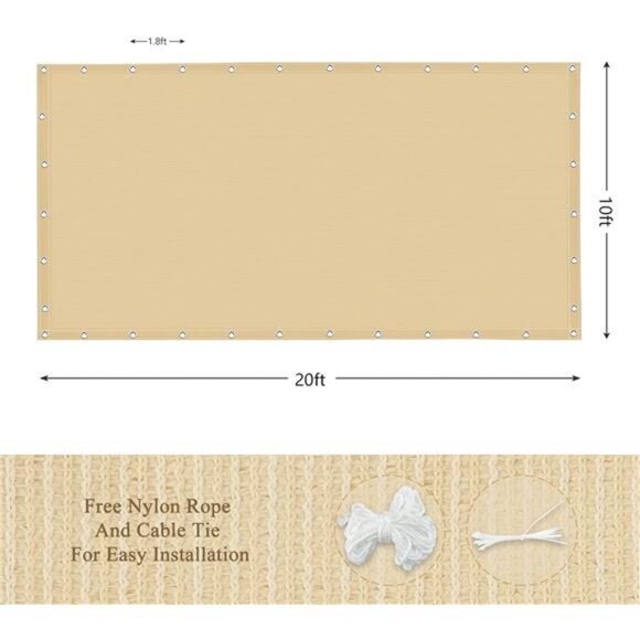 Outdoor Sun Shade Cloth, 10’ x 20’, Pergola, Deck, and Backyard Patio Sunshade - Picture 2 of 8